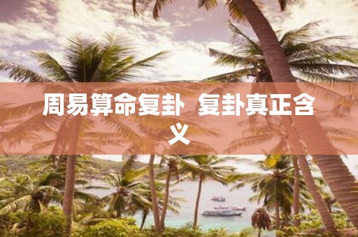 周易算命复卦 复卦真正含义
