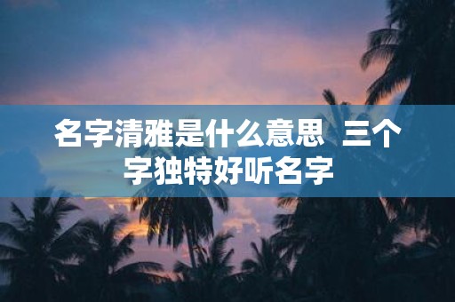 名字清雅是什么意思 三个字独特好听名字