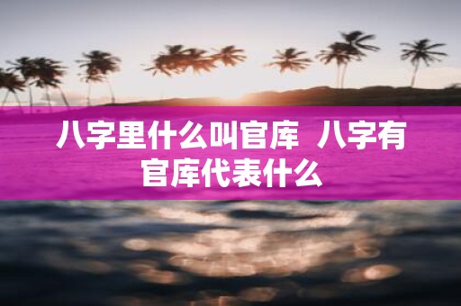 八字里什么叫官库 八字有官库代表什么
