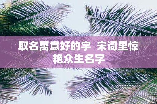 取名寓意好的字 宋词里惊艳众生名字