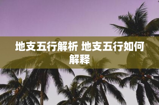 地支五行解析 地支五行如何解释
