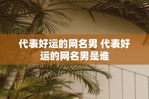 代表好运的网名男 代表好运的网名男是谁
