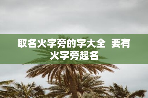 取名火字旁的字大全 要有火字旁起名