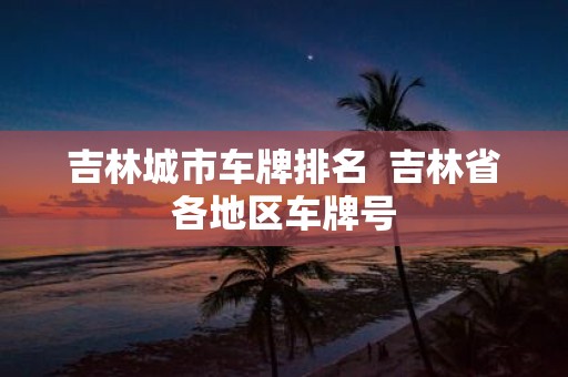 吉林城市车牌排名 吉林省各地区车牌号