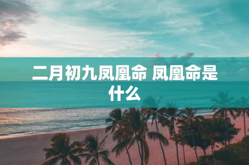 二月初九凤凰命 凤凰命是什么