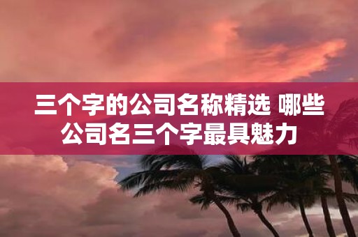 三个字的公司名称精选 哪些公司名三个字最具魅力