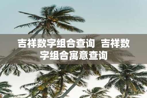 吉祥数字组合查询 吉祥数字组合寓意查询