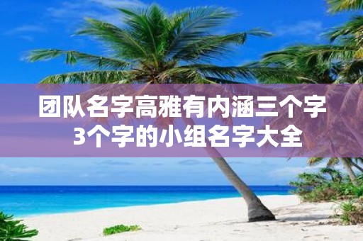 团队名字高雅有内涵三个字 3个字的小组名字大全