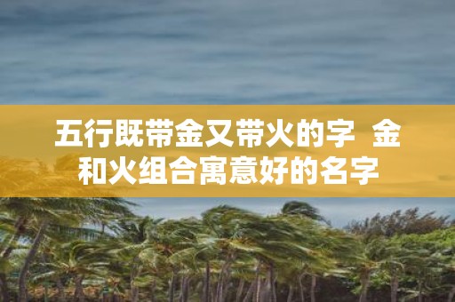 五行既带金又带火的字 金和火组合寓意好的名字