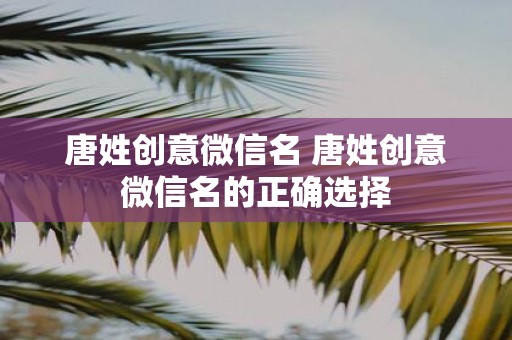唐姓创意微信名 唐姓创意微信名的正确选择