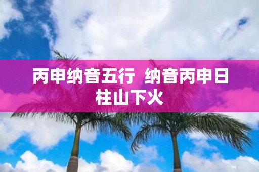 丙申纳音五行 纳音丙申日柱山下火