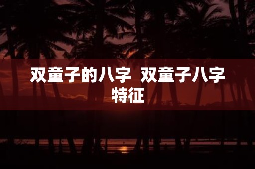 双童子的八字 双童子八字特征