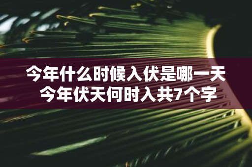 今年什么时候入伏是哪一天 今年伏天何时入共7个字