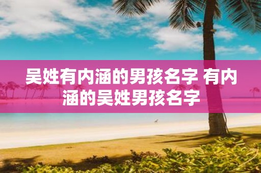 吴姓有内涵的男孩名字 有内涵的吴姓男孩名字
