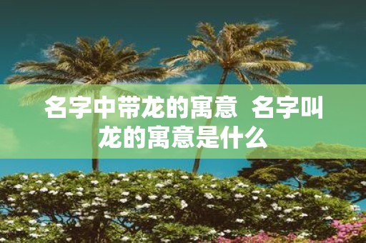 名字中带龙的寓意 名字叫龙的寓意是什么