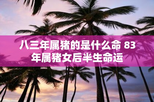 八三年属猪的是什么命 83年属猪女后半生命运