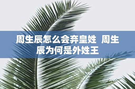 周生辰怎么会弃皇姓 周生辰为何是外姓王