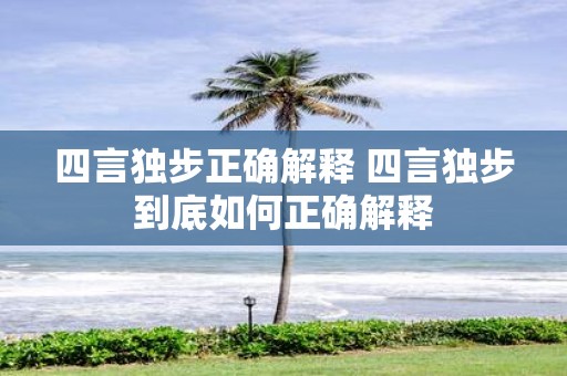 四言独步正确解释 四言独步到底如何正确解释