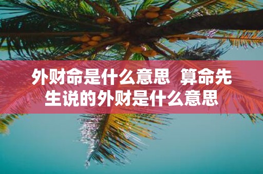 外财命是什么意思 算命先生说的外财是什么意思