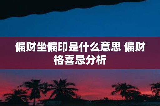 偏财坐偏印是什么意思 偏财格喜忌分析