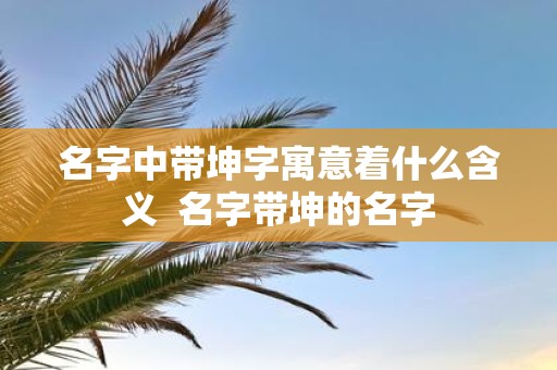 名字中带坤字寓意着什么含义 名字带坤的名字