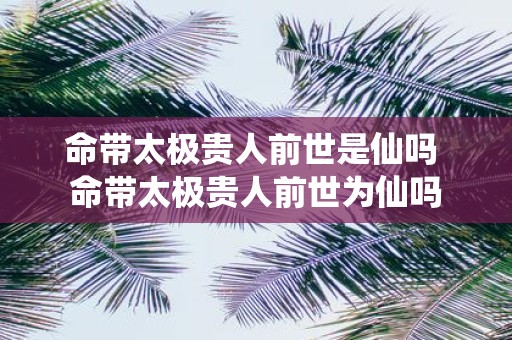 命带太极贵人前世是仙吗 命带太极贵人前世为仙吗