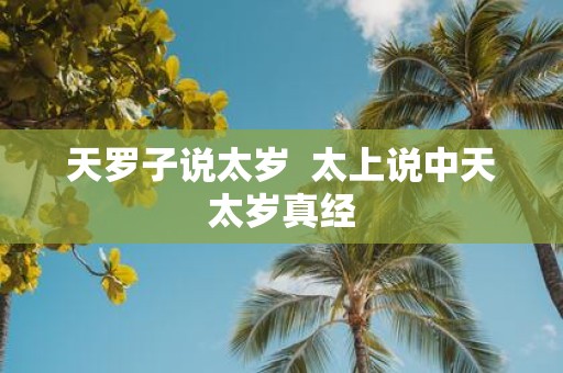 天罗子说太岁 太上说中天太岁真经