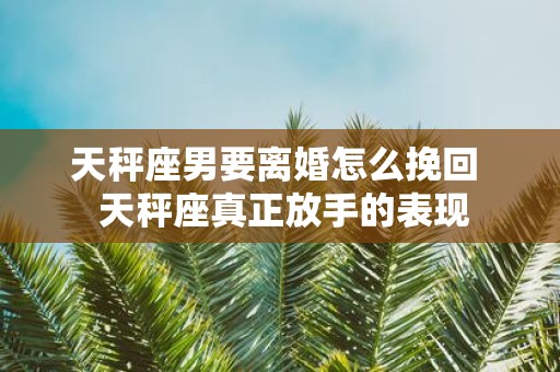 天秤座男要离婚怎么挽回 天秤座真正放手的表现