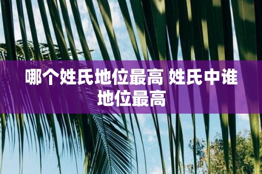 哪个姓氏地位最高 姓氏中谁地位最高