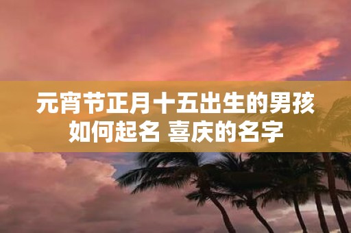 元宵节正月十五出生的男孩如何起名 喜庆的名字