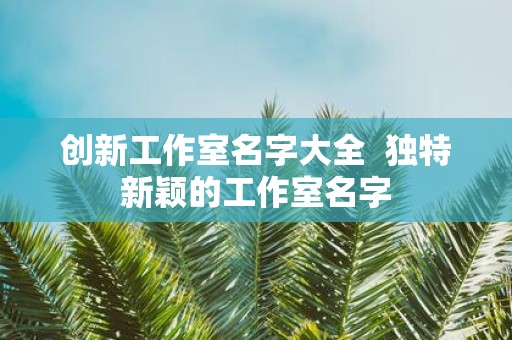 创新工作室名字大全 独特新颖的工作室名字
