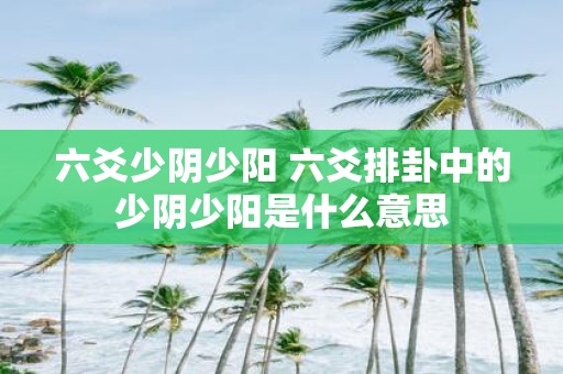 六爻少阴少阳 六爻排卦中的少阴少阳是什么意思
