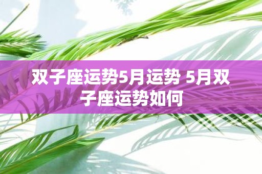 双子座运势5月运势 5月双子座运势如何