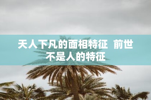 天人下凡的面相特征 前世不是人的特征