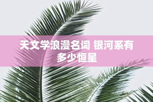 天文学浪漫名词 银河系有多少恒星