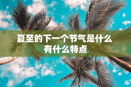 夏至的下一个节气是什么 有什么特点