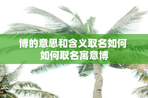 博的意思和含义取名如何 如何取名寓意博
