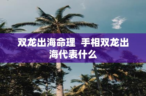 双龙出海命理 手相双龙出海代表什么