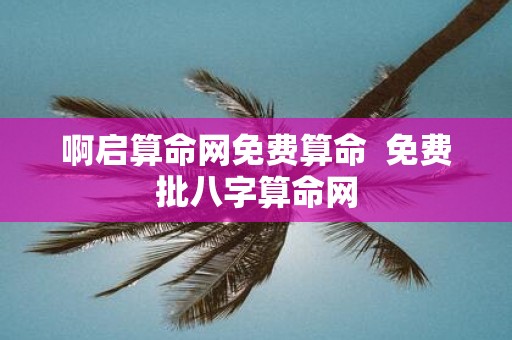 啊启算命网免费算命 免费批八字算命网