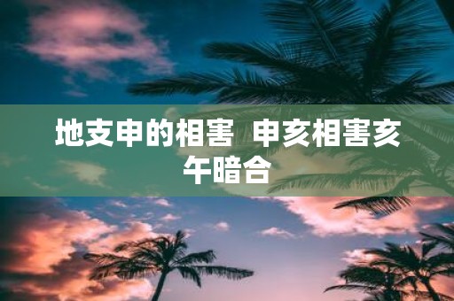 地支申的相害 申亥相害亥午暗合