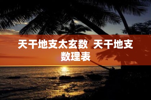 天干地支太玄数 天干地支数理表