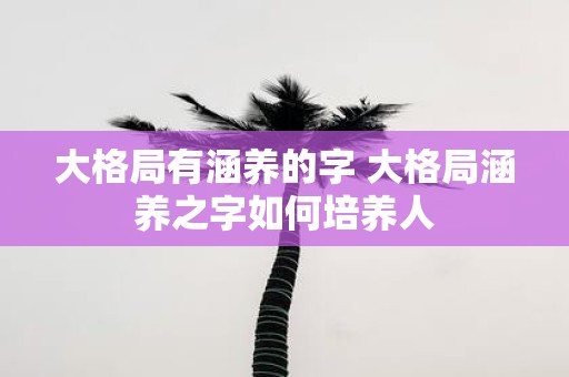 大格局有涵养的字 大格局涵养之字如何培养人