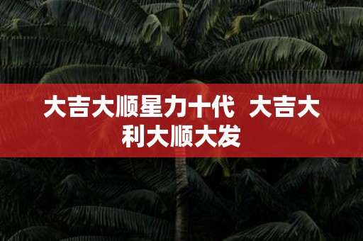大吉大顺星力十代 大吉大利大顺大发