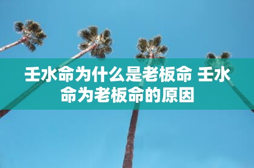 壬水命为什么是老板命 壬水命为老板命的原因
