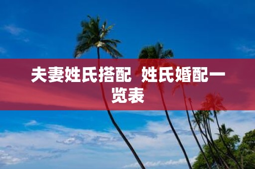 夫妻姓氏搭配 姓氏婚配一览表