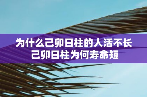 为什么己卯日柱的人活不长 己卯日柱为何寿命短