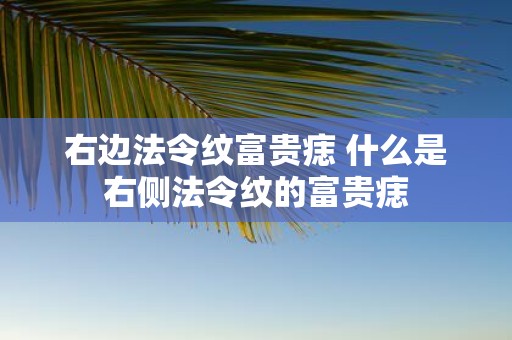 右边法令纹富贵痣 什么是右侧法令纹的富贵痣