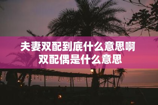 夫妻双配到底什么意思啊 双配偶是什么意思