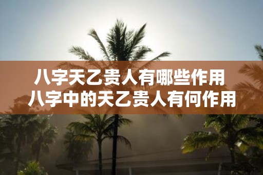 八字天乙贵人有哪些作用 八字中的天乙贵人有何作用