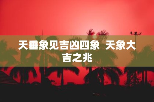天垂象见吉凶四象 天象大吉之兆